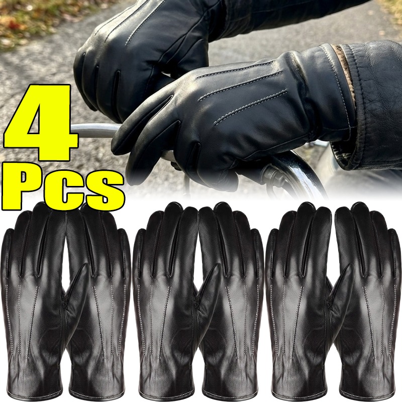 Gants en cuir PU thermique uni - Leather Driving Glove avis et prix